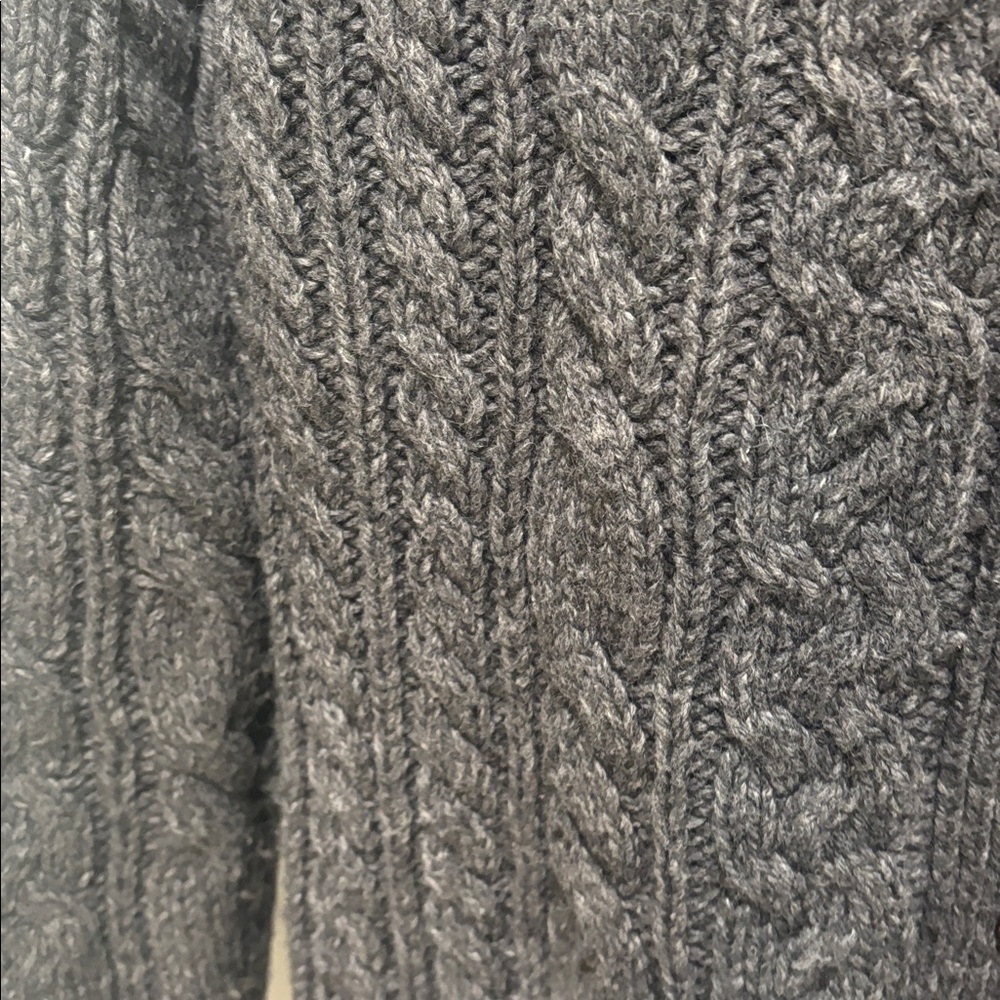 Duluth Trading Sweater Womens small gray Wool Blend Cable Fisherman Cardigan - Picture 4 of 7